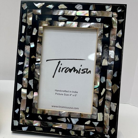 Tiramisu Abalone Inlay on Wood Base Photo Frame 4x6 Vertical Horizontal Display - Picture 2 of 3
